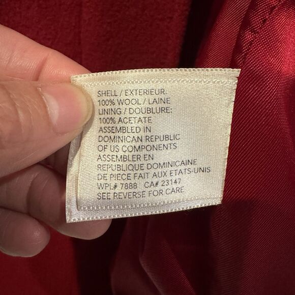 Talbots Womens Red Toggle Duffle Coat Full Zip 100% Wool  Vintage Size 12 Outer - Picture 4 of 10